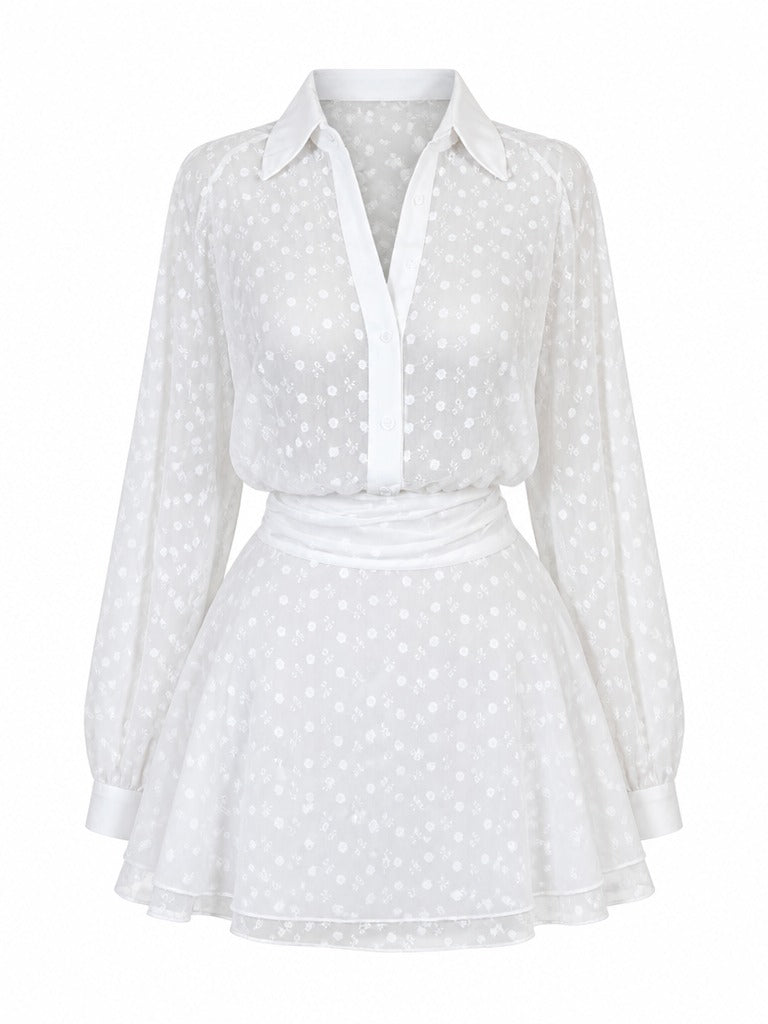 Ethereal Sheer Polka Dot Skirt Set