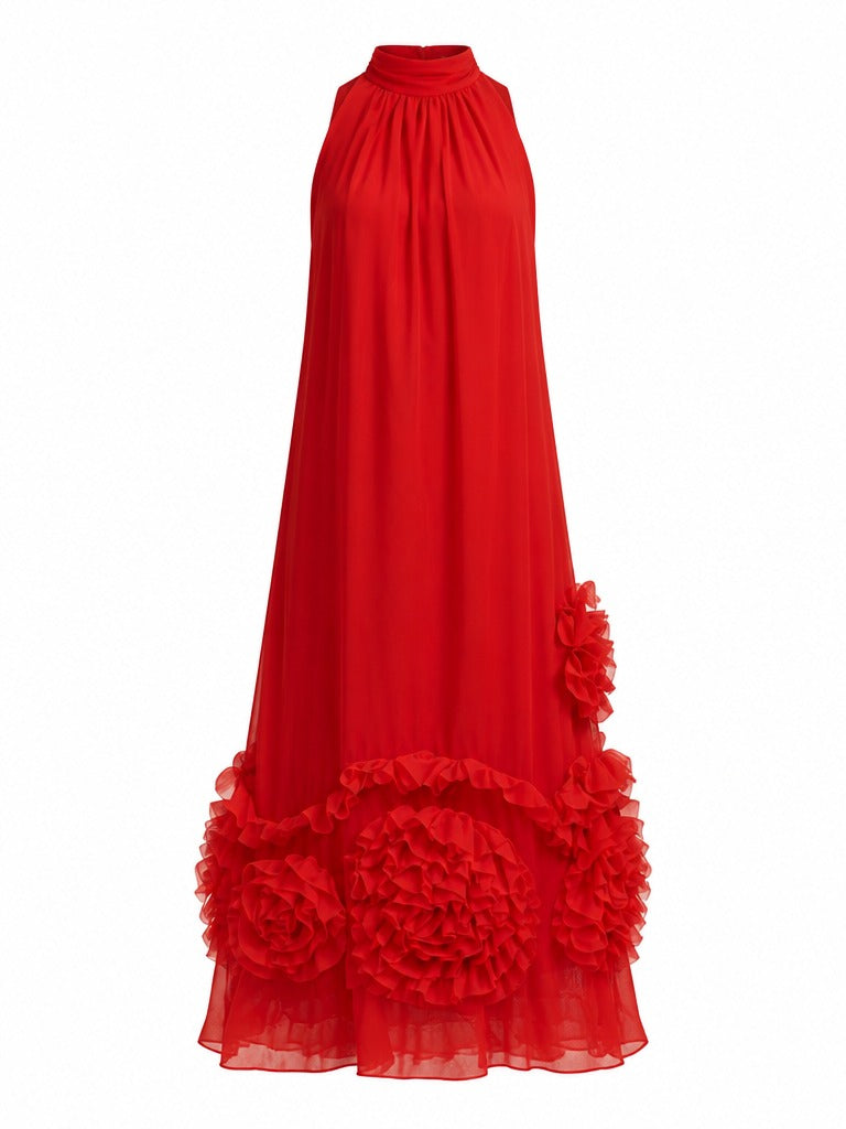 Radiant Ruffled Chiffon Maxi Dress