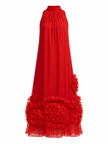 Radiant Ruffled Chiffon Maxi Dress