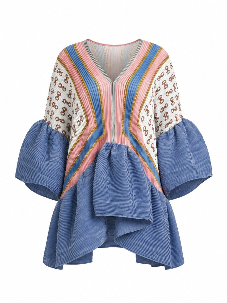 Vibrant Pleated Ruffle Top