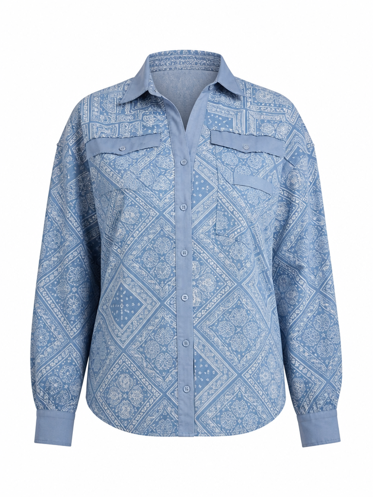 Wanderlust Paisley Oversized Denim Shirt
