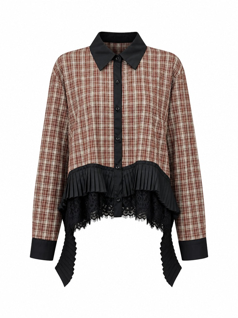 Audacious Plaid Lace Blouse