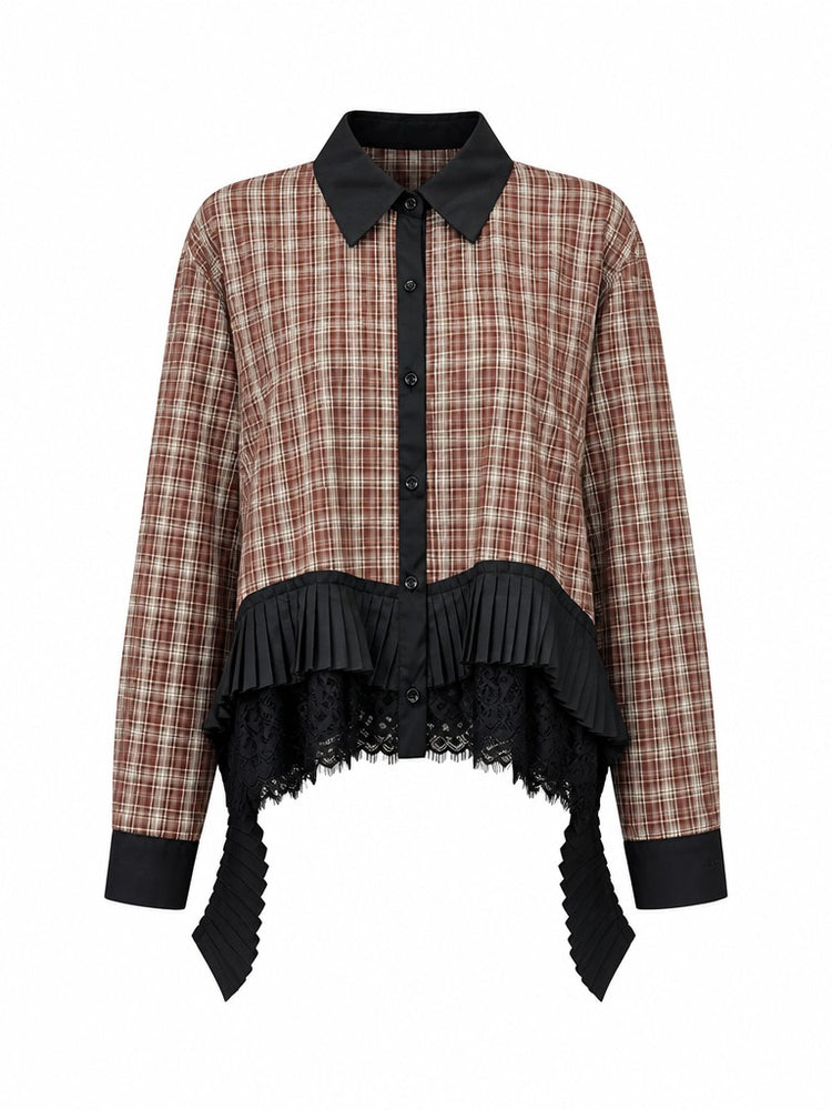Audacious Plaid Lace Blouse