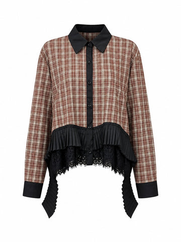 Audacious Plaid Lace Blouse