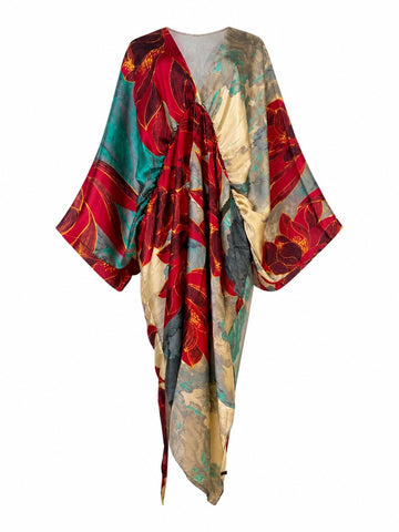 Free Spirit Printed Deep V-Neck Kaftan