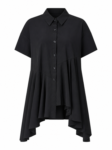 Sovereign Pleated Irregular Hem Blouse