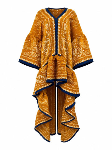 Vibrant Pleated Floral Kaftan