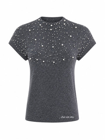 Radiant Pearl Rhinestone Knit Top