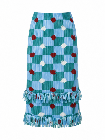 Spirited Plaid Tassel Midi Skirt