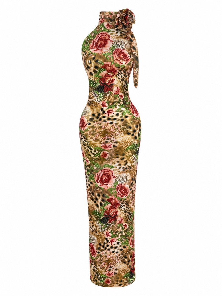 Fierce Floral Rhinestone Maxi Dress