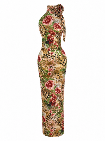Fierce Floral Rhinestone Maxi Dress