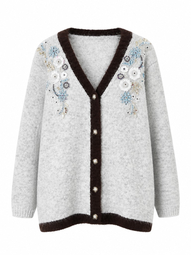 Radiant Beaded Floral Knit Cardigan