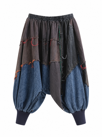 Unique Patchwork Wide Leg Jeans