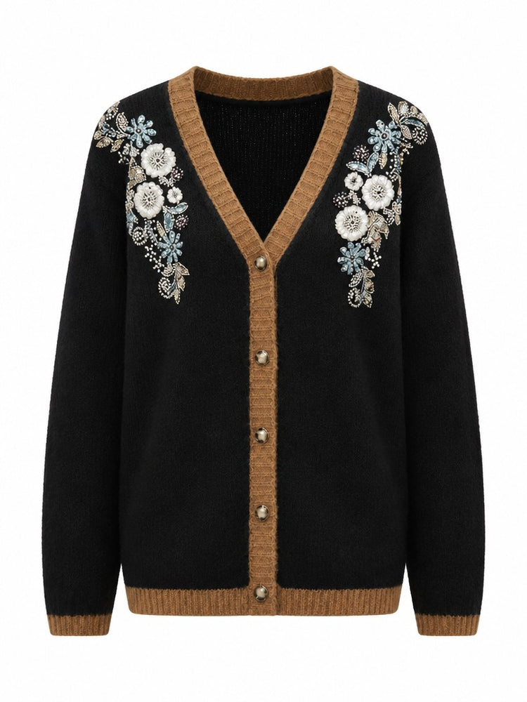 Radiant Beaded Floral Knit Cardigan