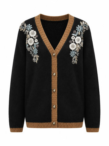 Radiant Beaded Floral Knit Cardigan
