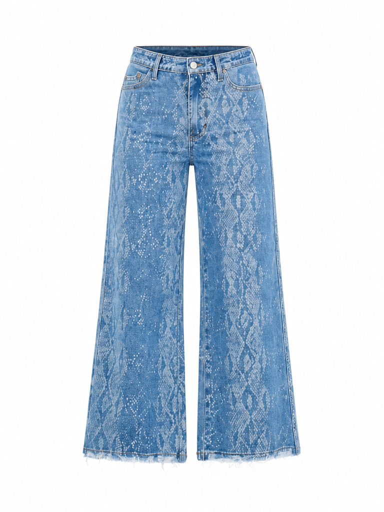 Daring Patterned Wide Leg Jeans