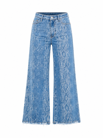 Daring Patterned Wide Leg Jeans