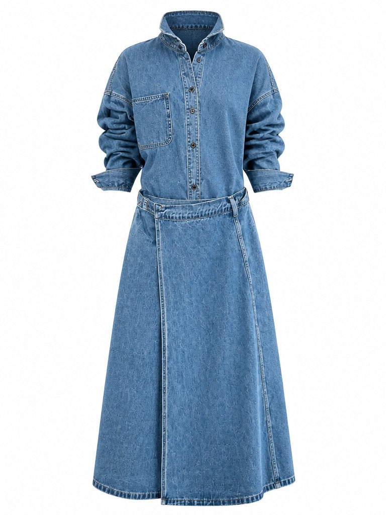 Boundless Denim Wrap Maxi Set