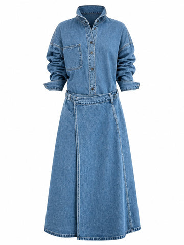 Boundless Denim Wrap Maxi Set