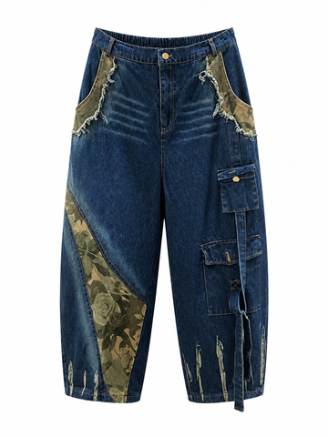 Daring Patchwork Camo Denim Jeans