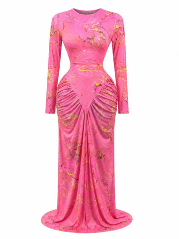 Magnetic Tie Dye Ruched Maxi Dress