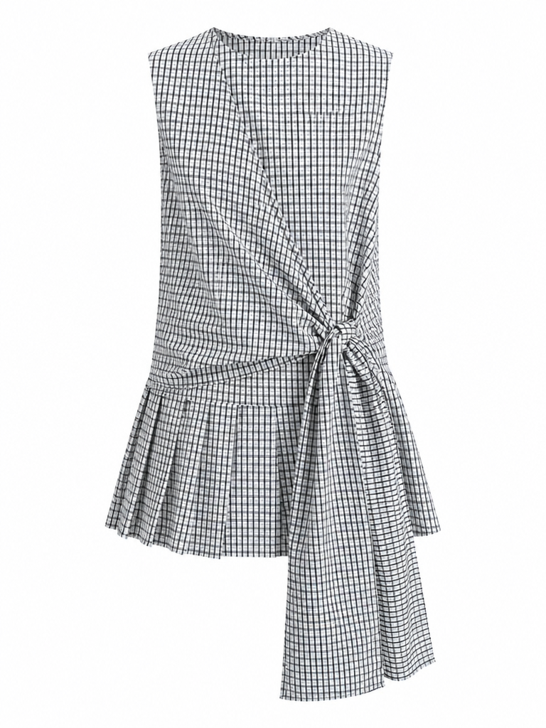 Unique Plaid Tie Knot Mini Dress