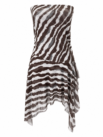 Dynamic Striped Irregular Mini Dress