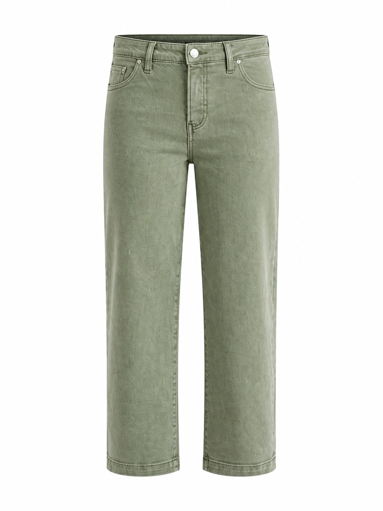 Grounded Olive Cropped Barrel Jeans