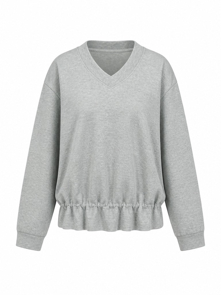 Grounded V-Neck Drawstring Sweatshirt