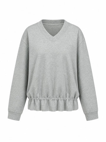 Grounded V-Neck Drawstring Sweatshirt