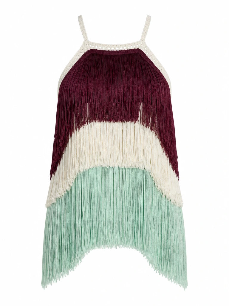 Free Spirit Fringe Halter Blouse