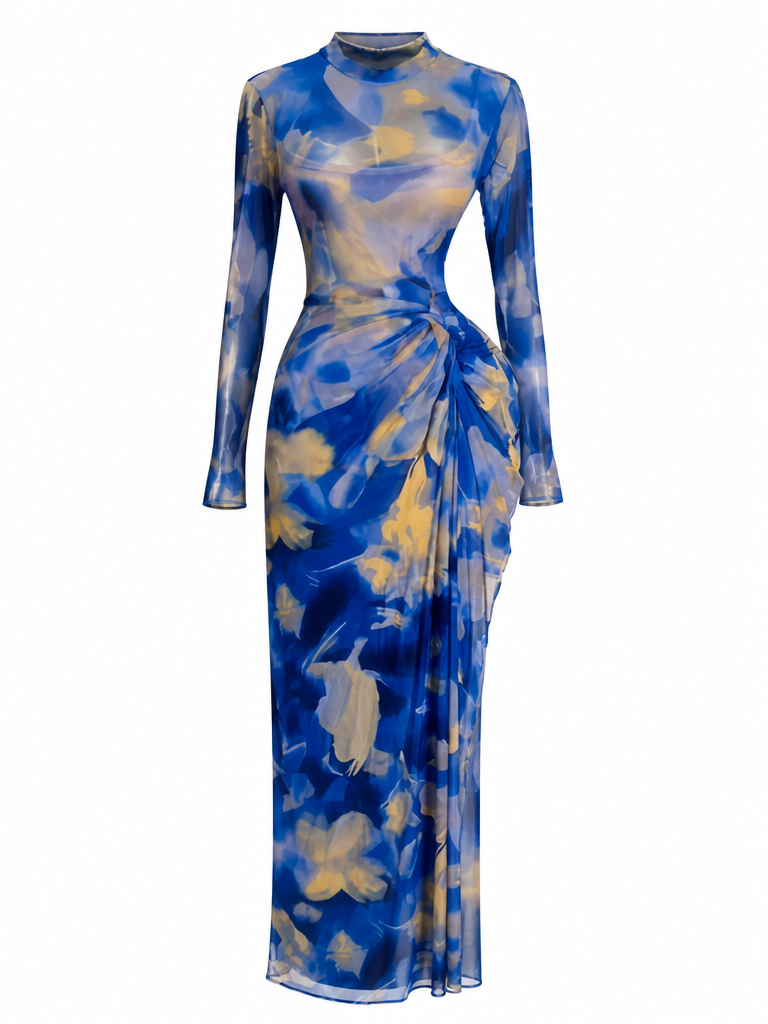 Wild Heart Printed Ruched Maxi Dress