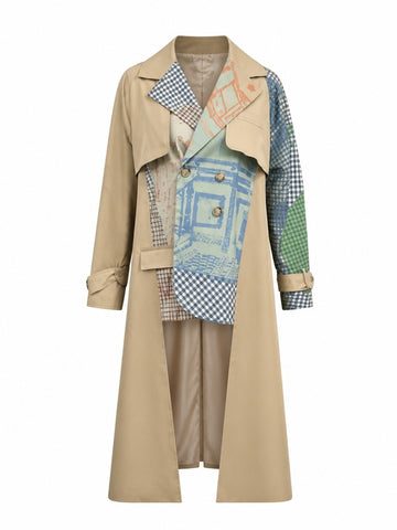 Audacious Geometric Spliced Trench Coat