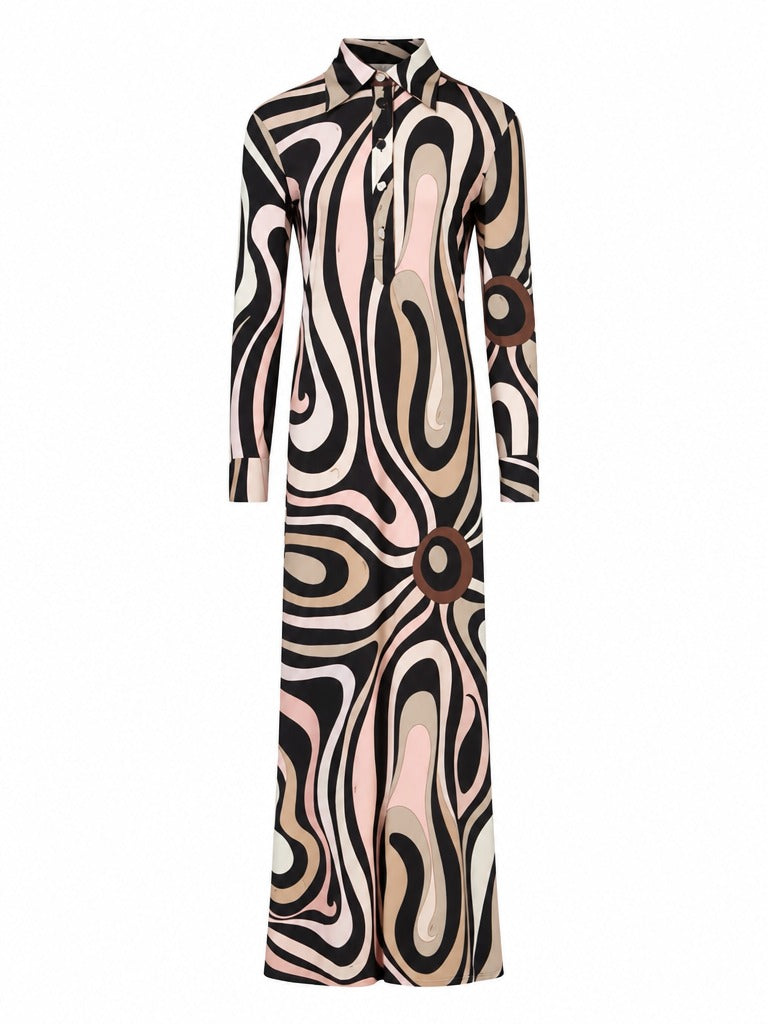 Graceful Marble Print Maxi Dress