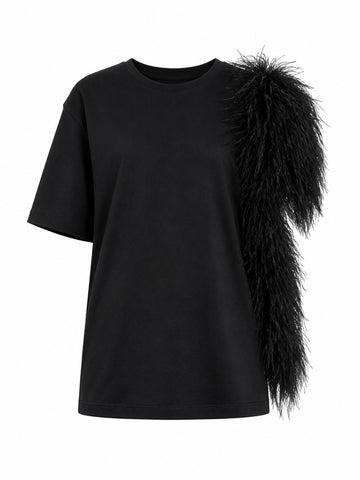 Audacious Feather Asymmetrical T-Shirt
