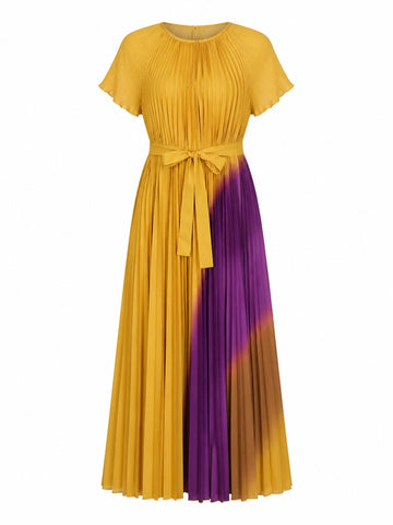 Radiant Printed Pleated Maxi Dress