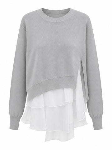 Elegant Ruffled Layered Sweatshirt