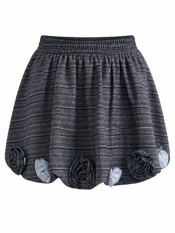 Vibrant Striped Flower A-Line Skirt
