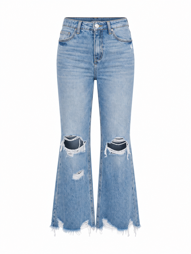 Untamed Distressed Raw Hem Jeans