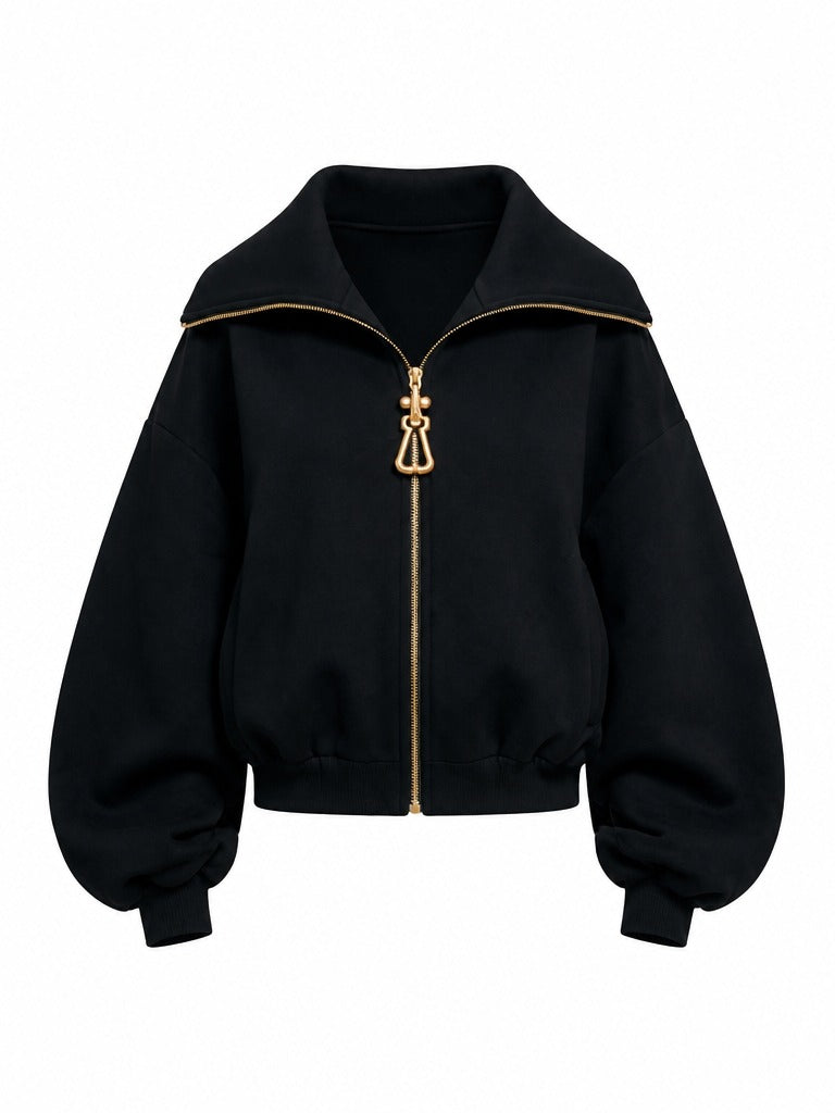Fearless Gold Zipper Loose Jacket