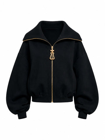 Fearless Gold Zipper Loose Jacket
