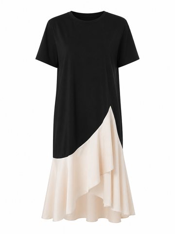Grounded Cotton Patchwork Maxi Dress