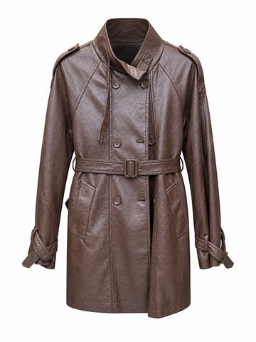Confident Double Breasted PU Jacket