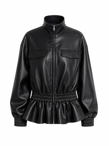 Audacious Ruffled Leatherette Jacket