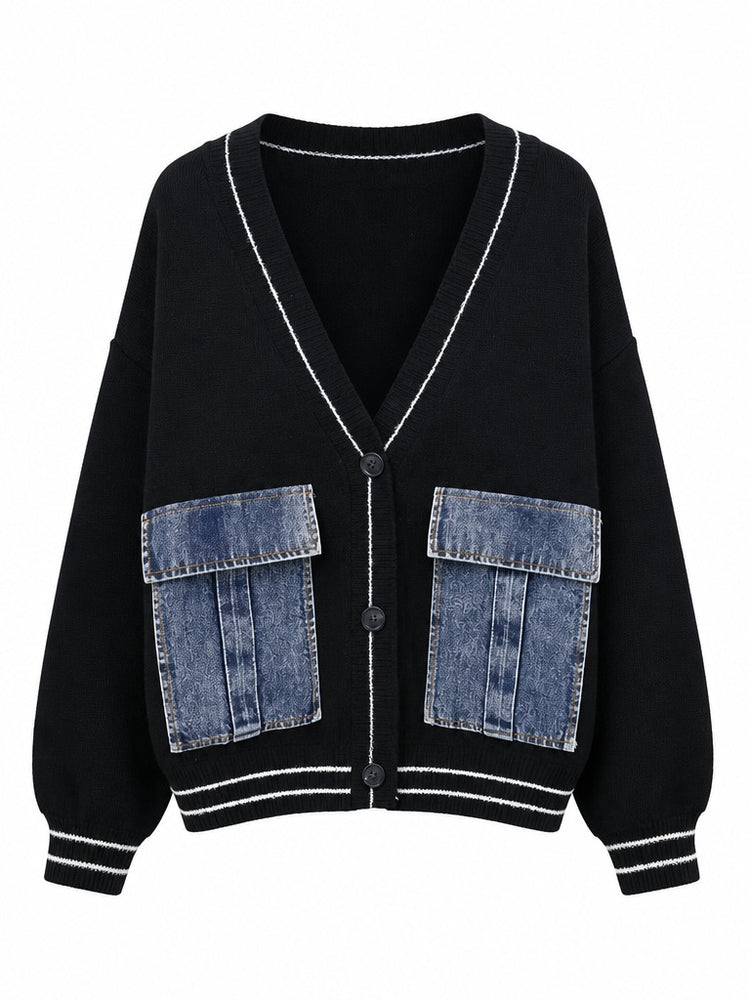 Audacious Denim Patchwork Cardigan