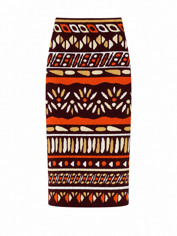 Wanderlust Pleated Print Midi Skirt