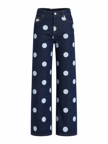 Distinctive Polka Dot Wide Leg Jeans