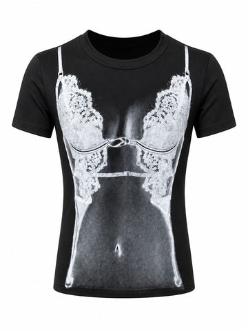 Audacious Printed Lace Crop Top