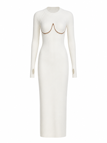 Audacious Cut Out Knitting Midi Dress