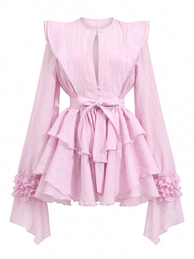 Audacious Ruffled Lantern Sleeve Dress